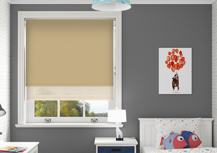 Rimini (Blackout), Mocha & Optima Linen - Double Roller Blind - Image 3